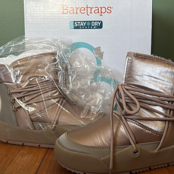 New women Sz 8M blush Baretraps metallic strings round toes cute casual booties - Picture 3 of 11